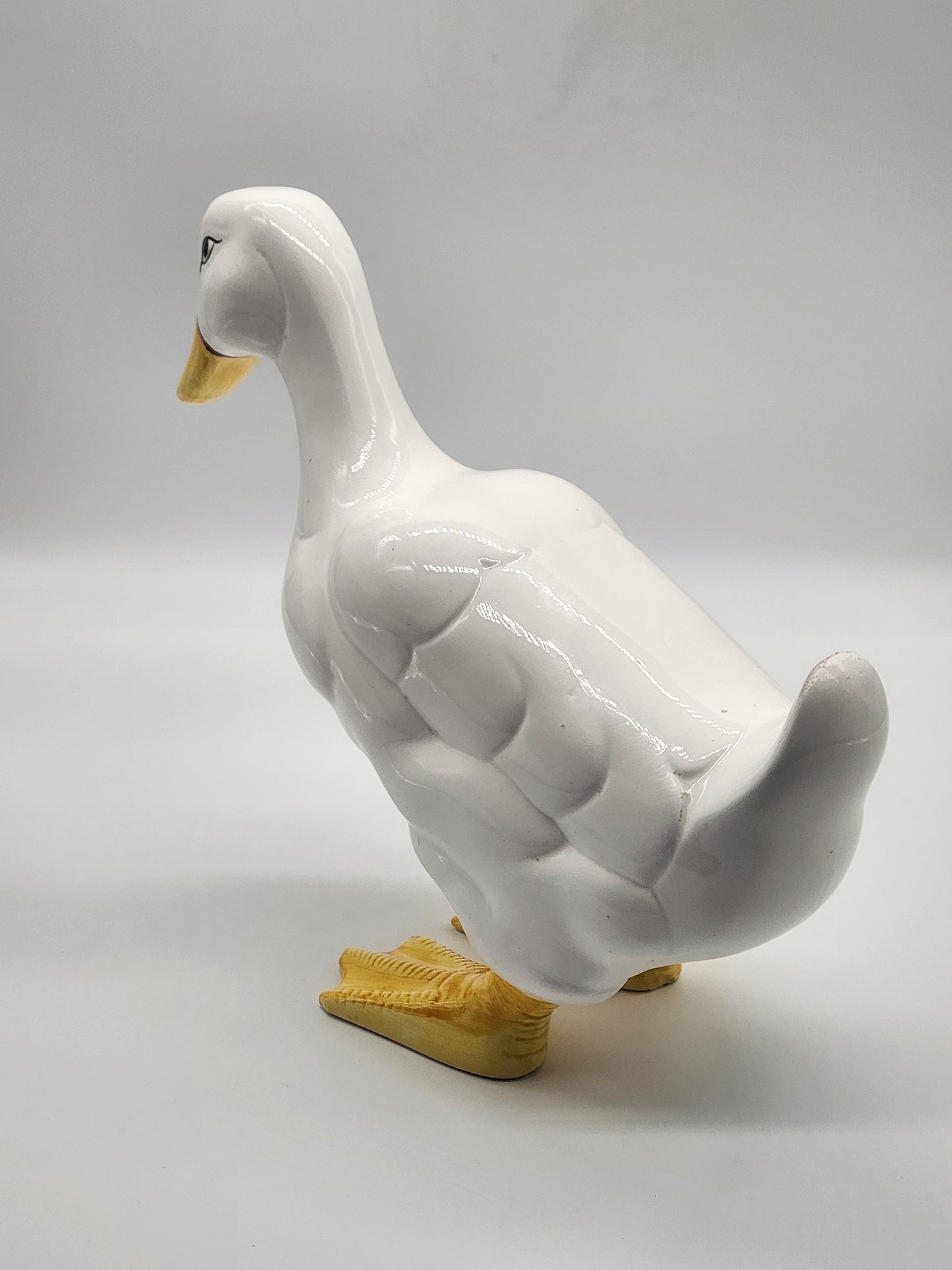 White Ceramic Duck Goose Figurine Statue Artistic Gifts AG Taiwan Signed