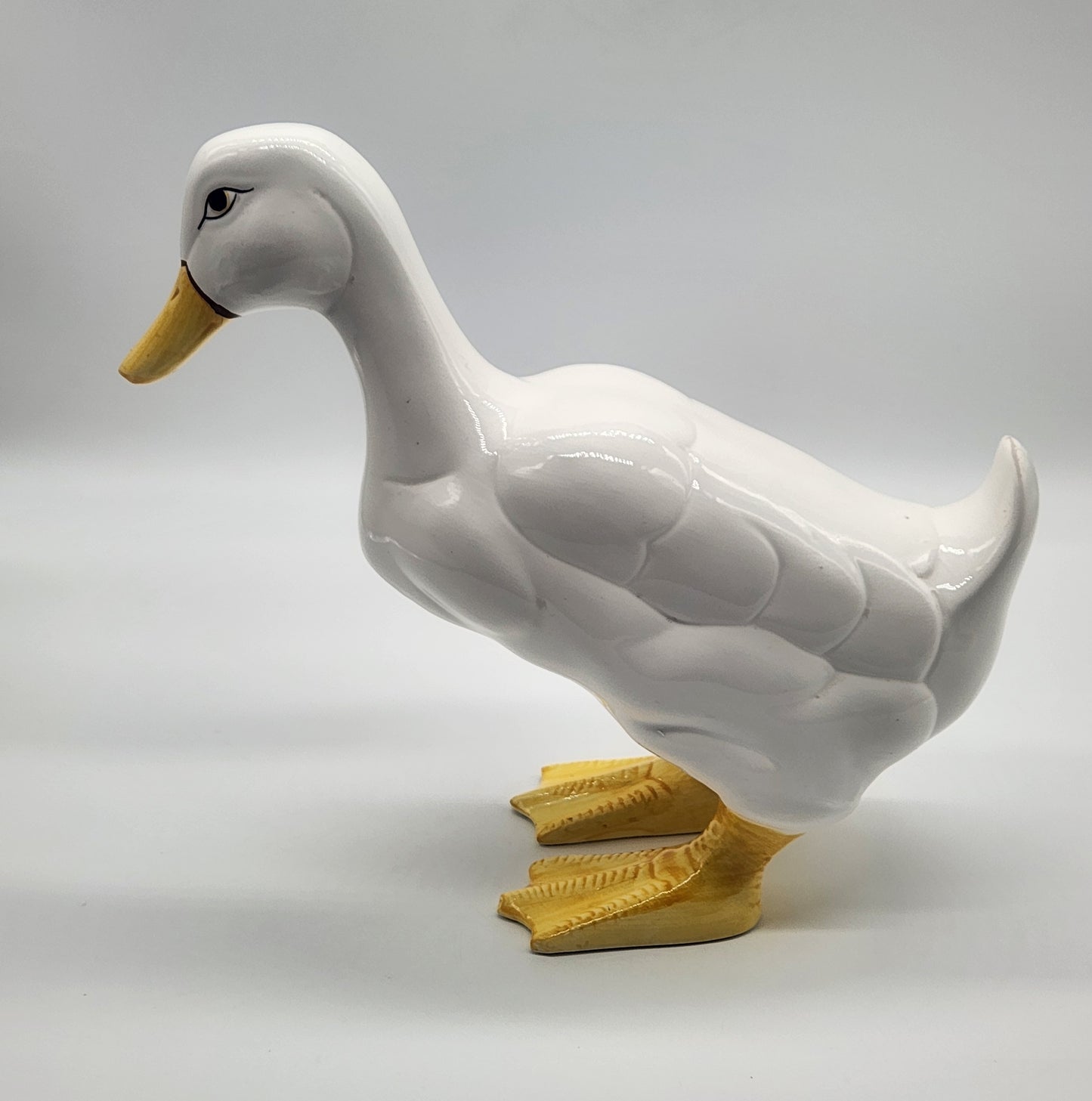 White Ceramic Duck Goose Figurine Statue Artistic Gifts AG Taiwan Signed