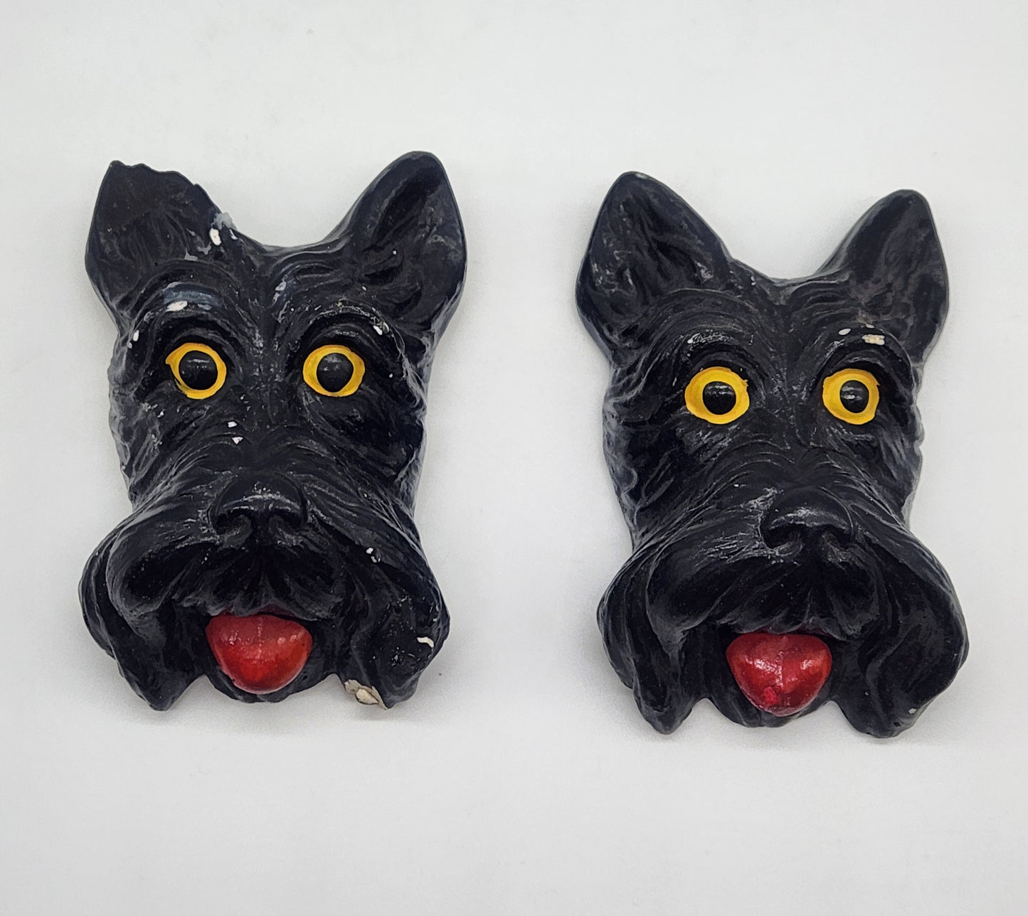 Vintage Chalk Ware Scotty Dog Scottish Terrier Figure Head Wall Plaque Miniature