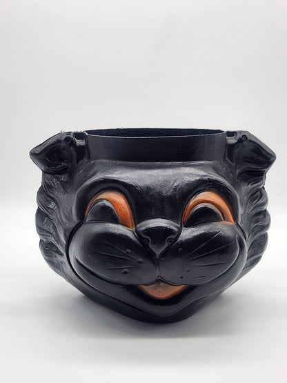 VTG EMPIRE BLOW MOLD BLACK KITTY CAT RED EYES AND MOUTH HALLOWEEN BASKET