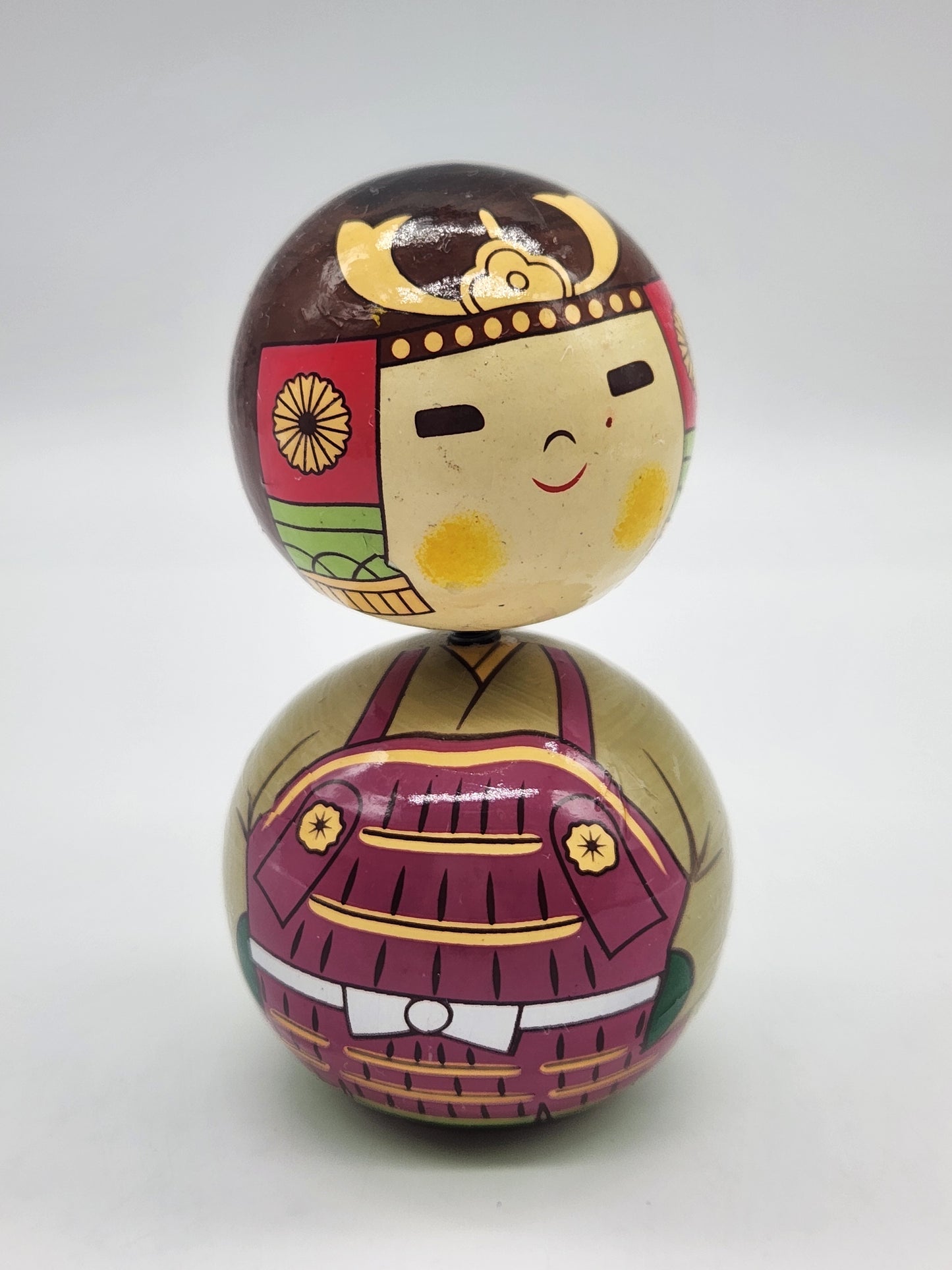 Kabuto-kun Kokeshi Wood Bobble Head Doll 4.5"