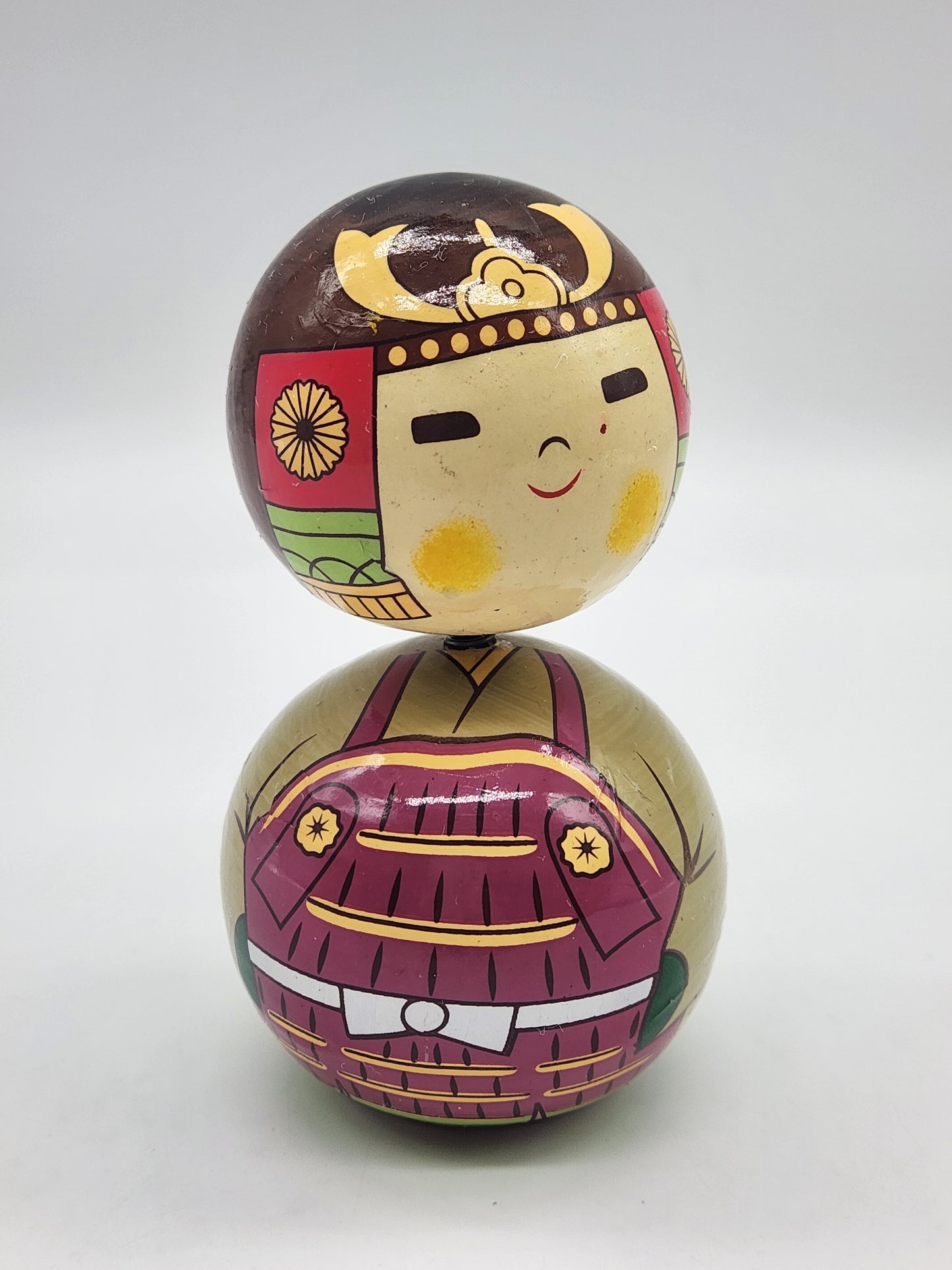 Kabuto-kun Kokeshi Wood Bobble Head Doll 4.5"