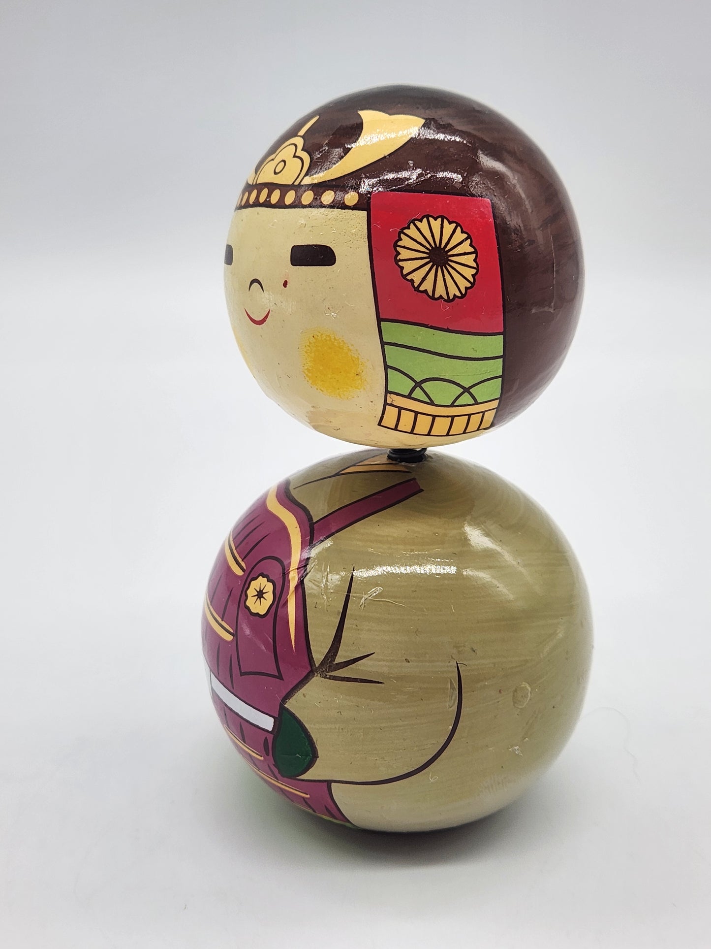 Kabuto-kun Kokeshi Wood Bobble Head Doll 4.5"