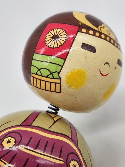 Kabuto-kun Kokeshi Wood Bobble Head Doll 4.5"