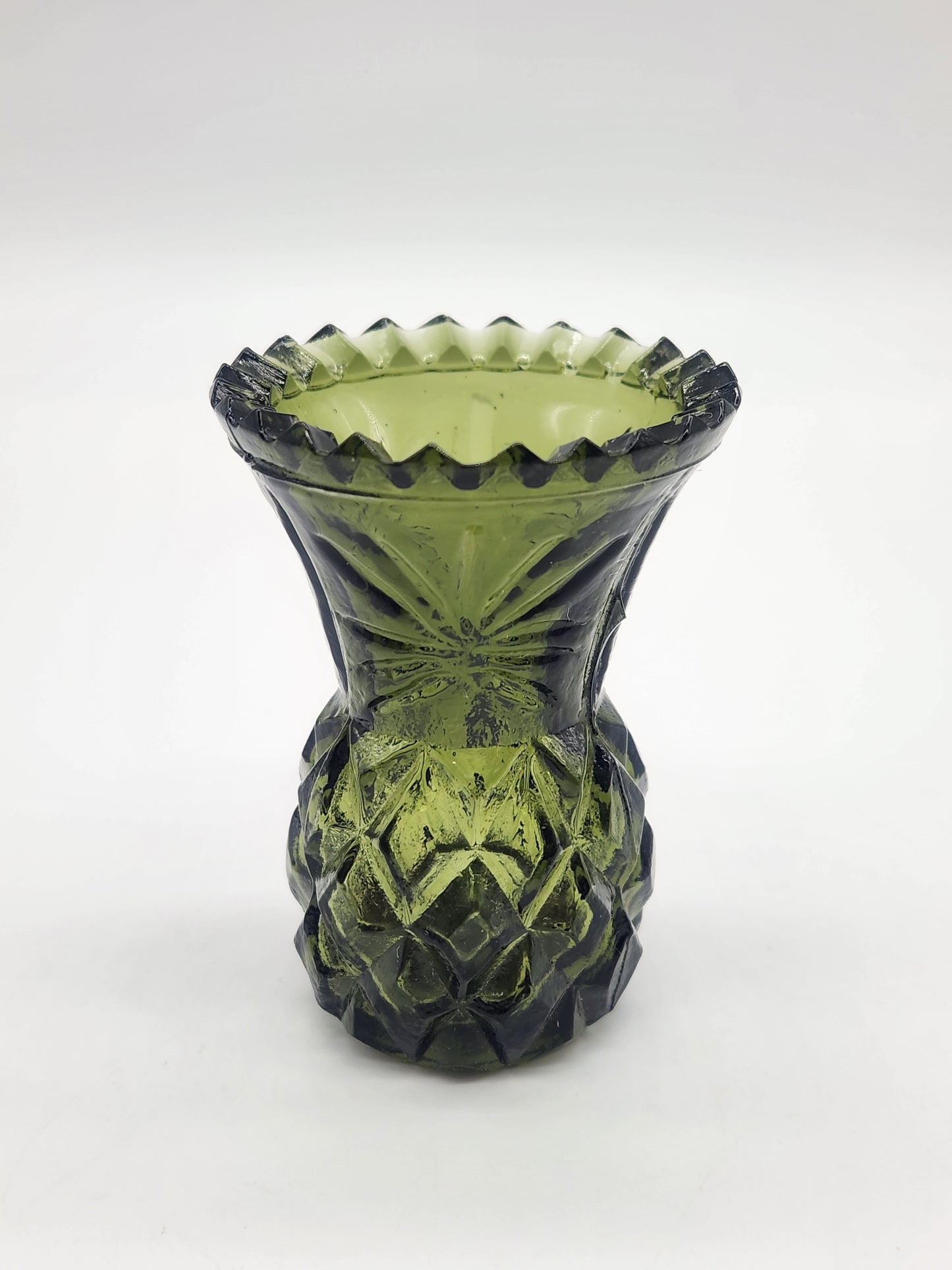 Toothpick Holder Vintage green Glass Pinapple