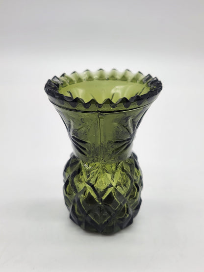 Toothpick Holder Vintage green Glass Pinapple