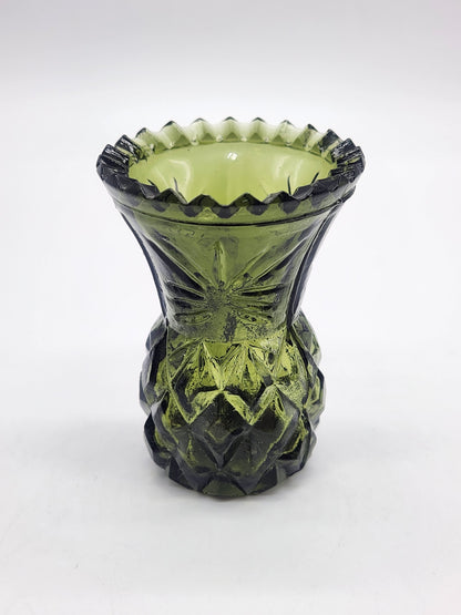 Toothpick Holder Vintage green Glass Pinapple