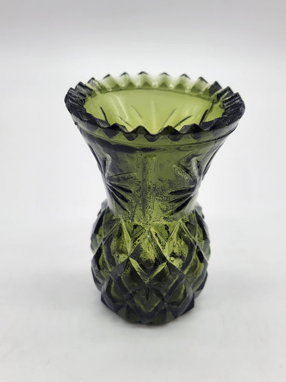 Toothpick Holder Vintage green Glass Pinapple