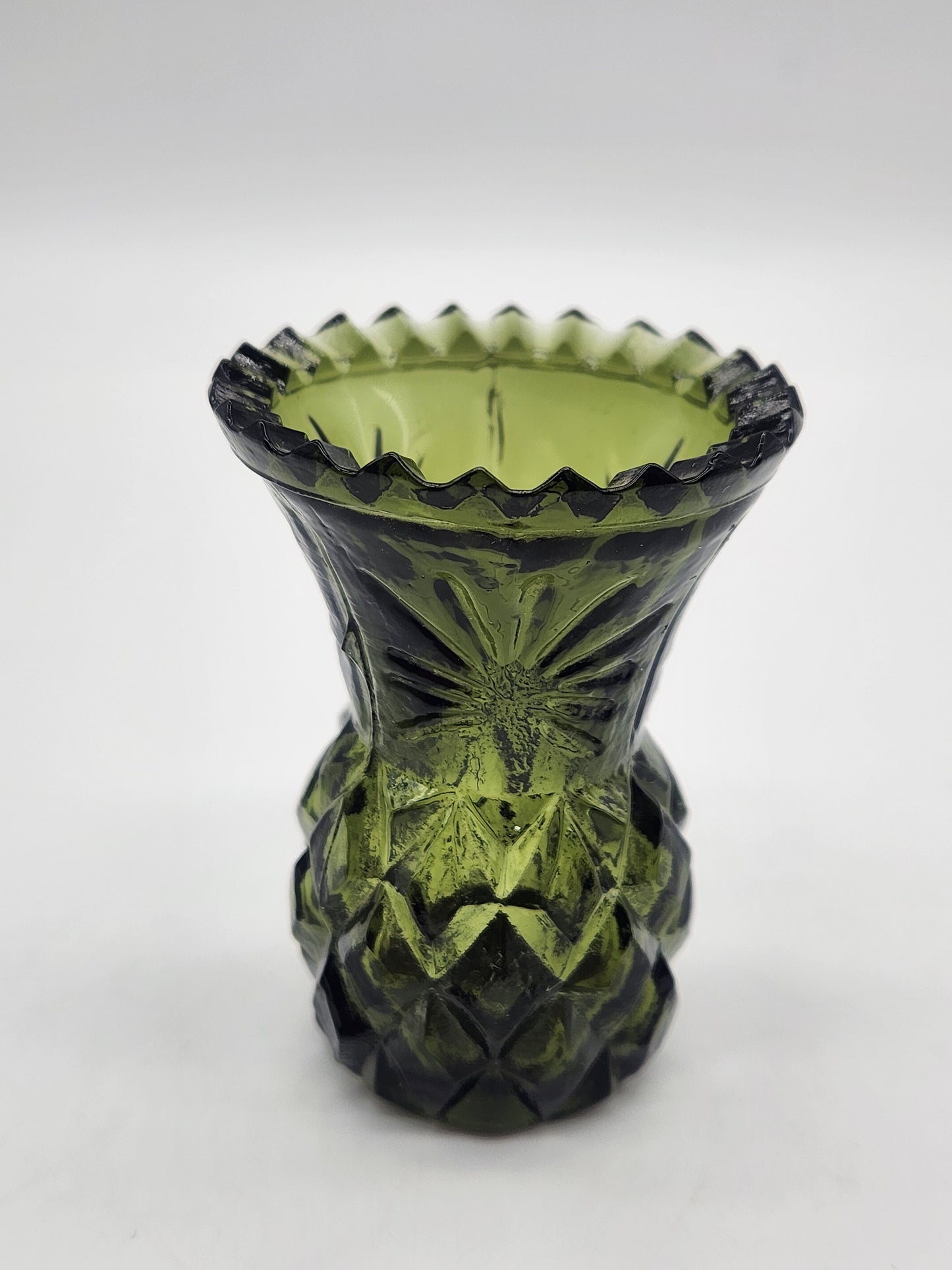 Toothpick Holder Vintage green Glass Pinapple