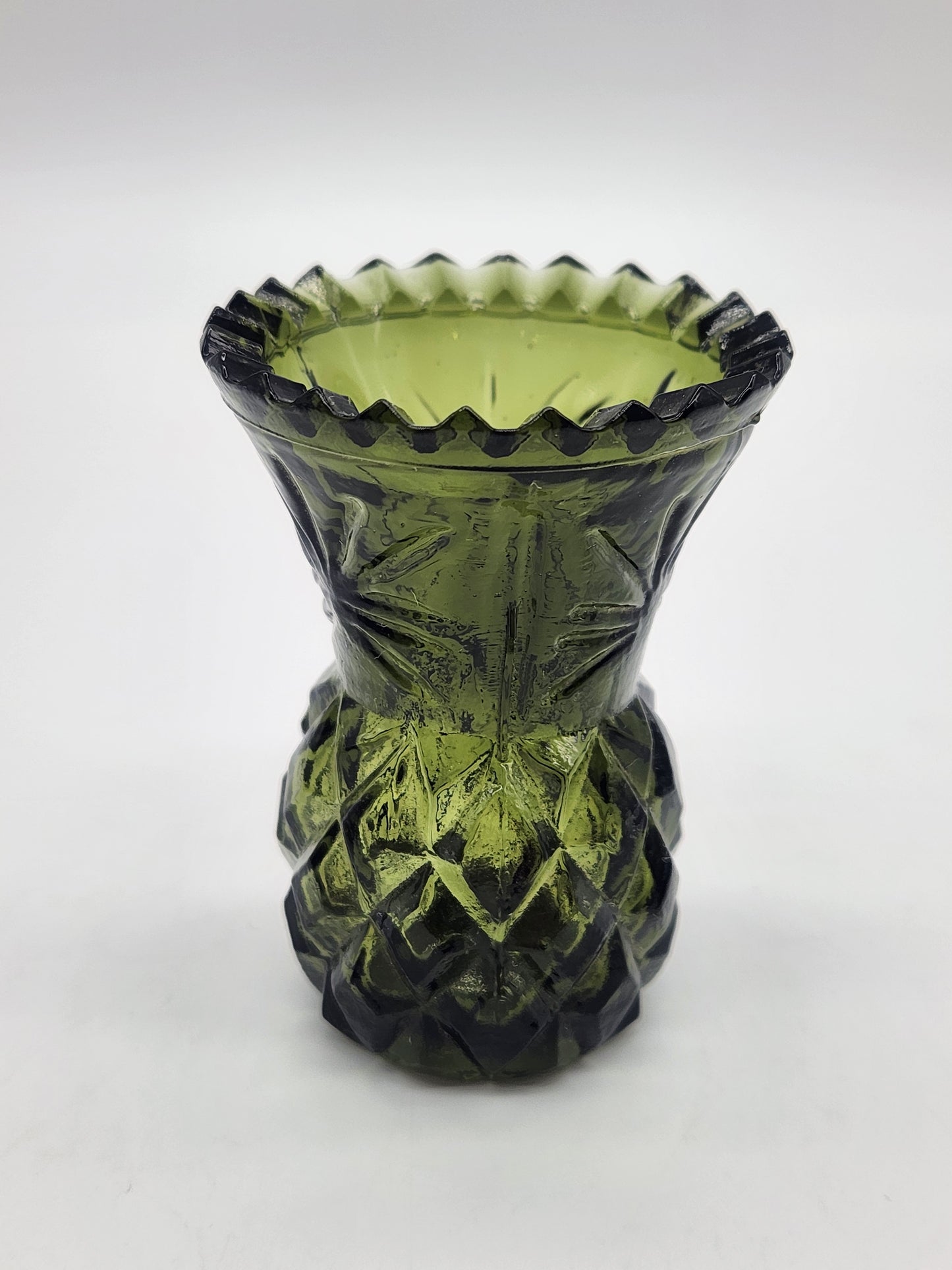 Toothpick Holder Vintage green Glass Pinapple