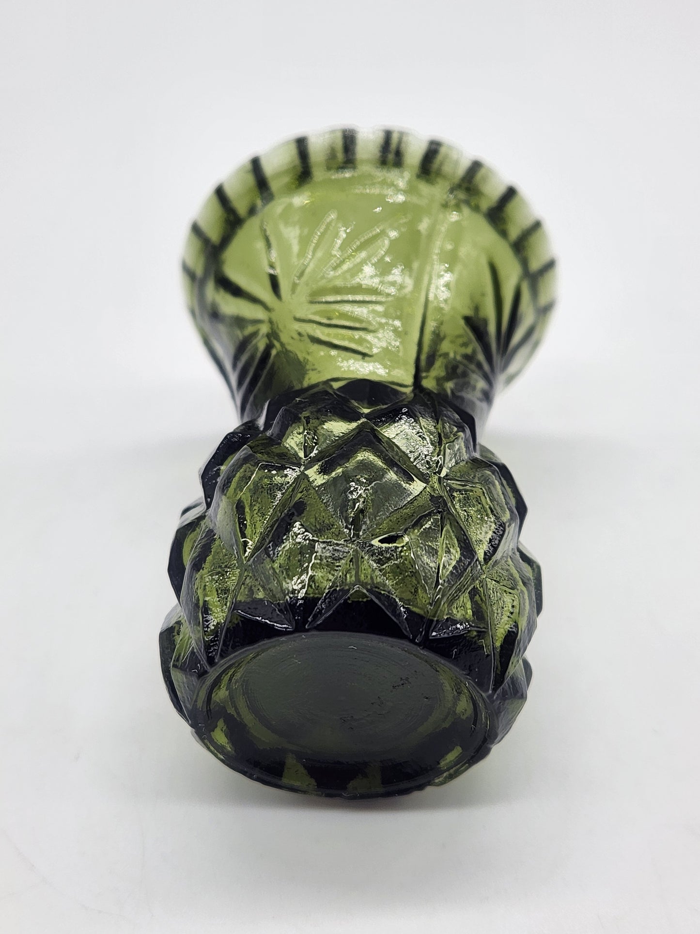 Toothpick Holder Vintage green Glass Pinapple