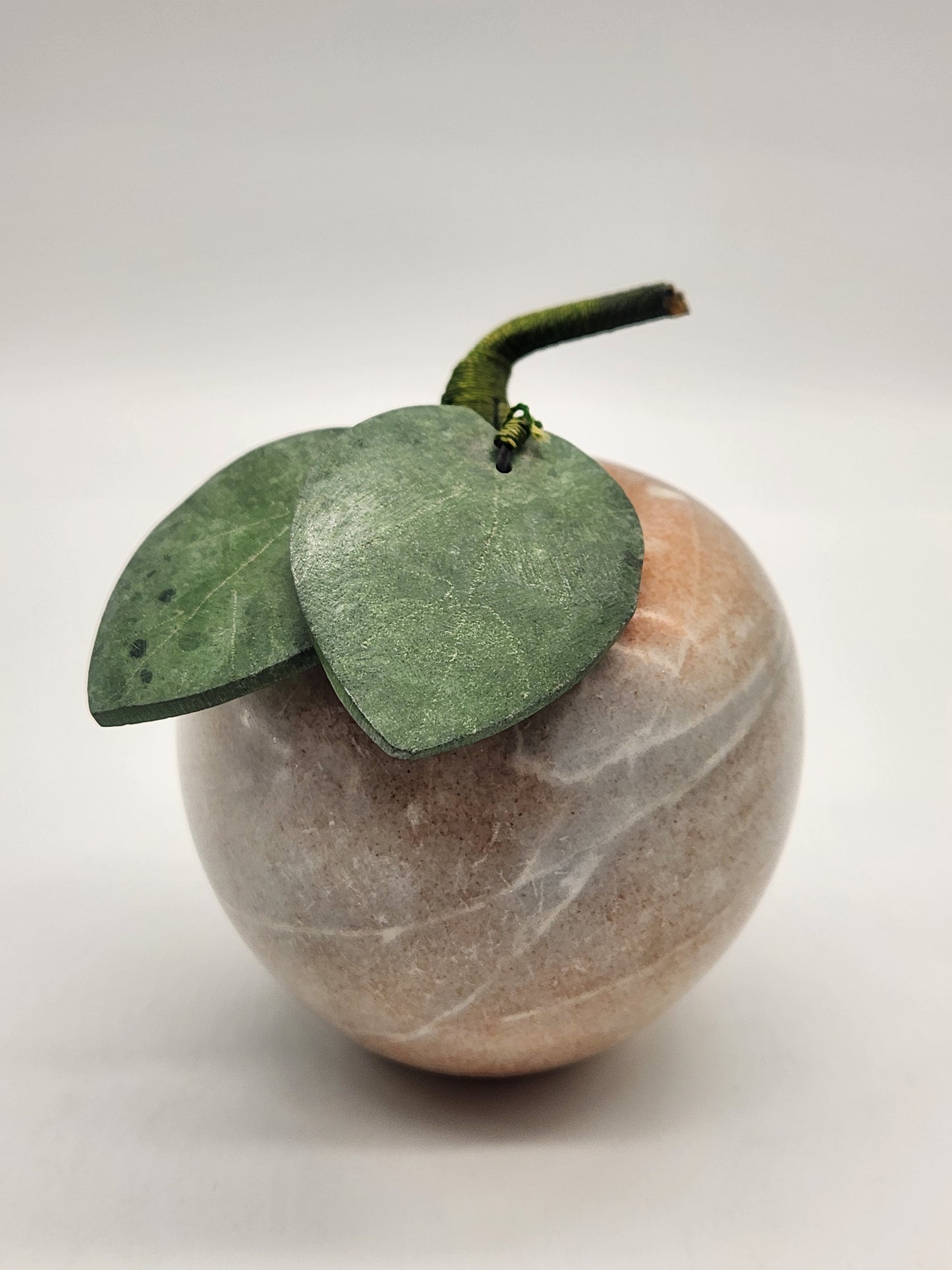 Vintage Hardstone Carved Apple and Leaves Decorative Stone Fruit Farmhouse Decor