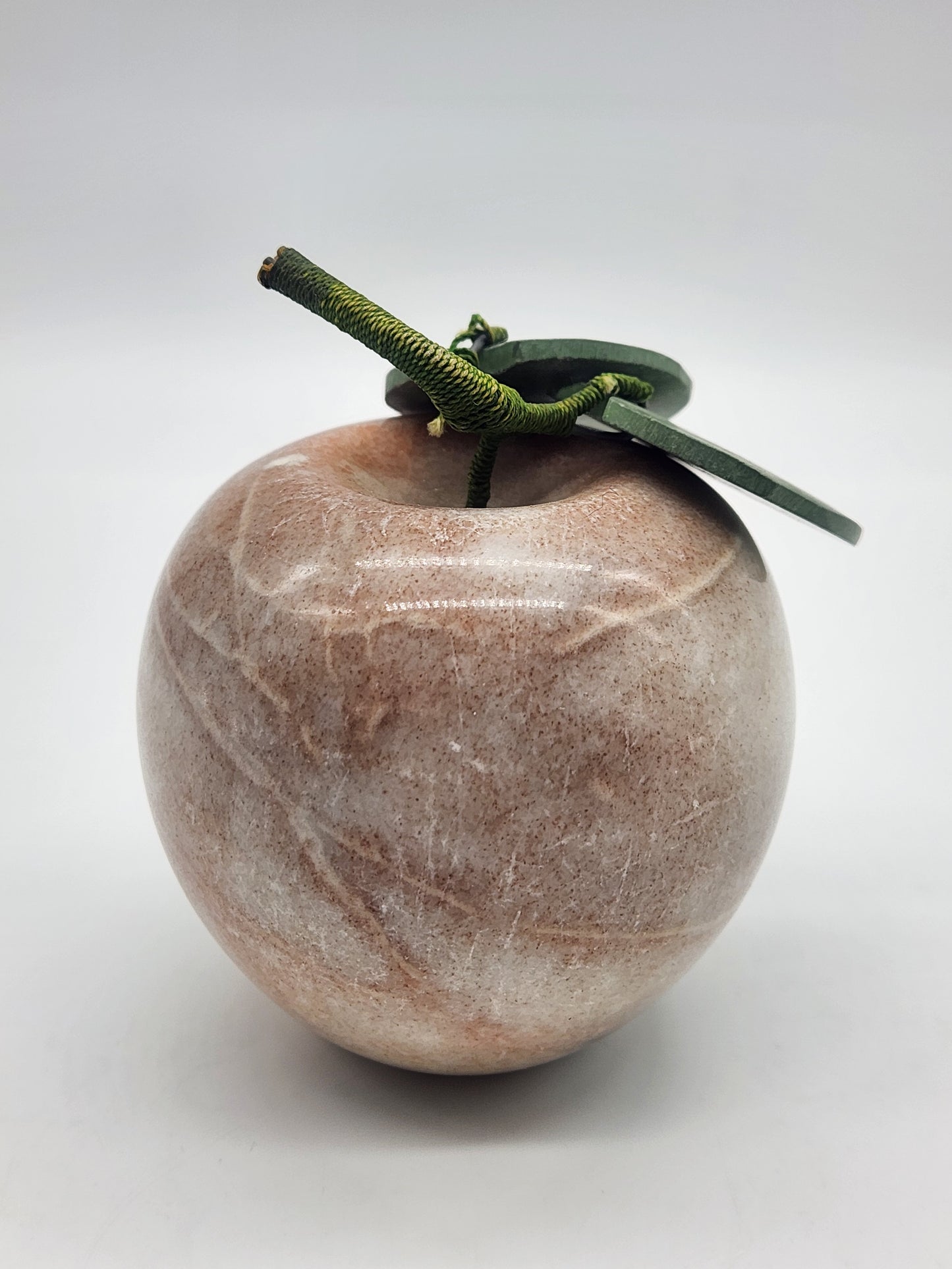 Vintage Hardstone Carved Apple and Leaves Decorative Stone Fruit Farmhouse Decor