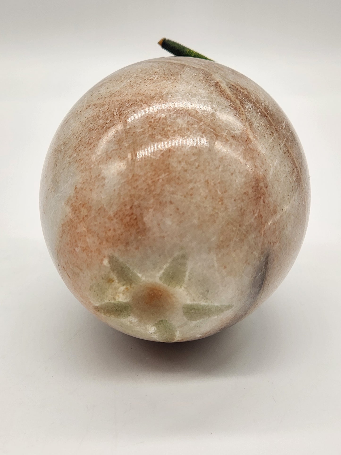 Vintage Hardstone Carved Apple and Leaves Decorative Stone Fruit Farmhouse Decor