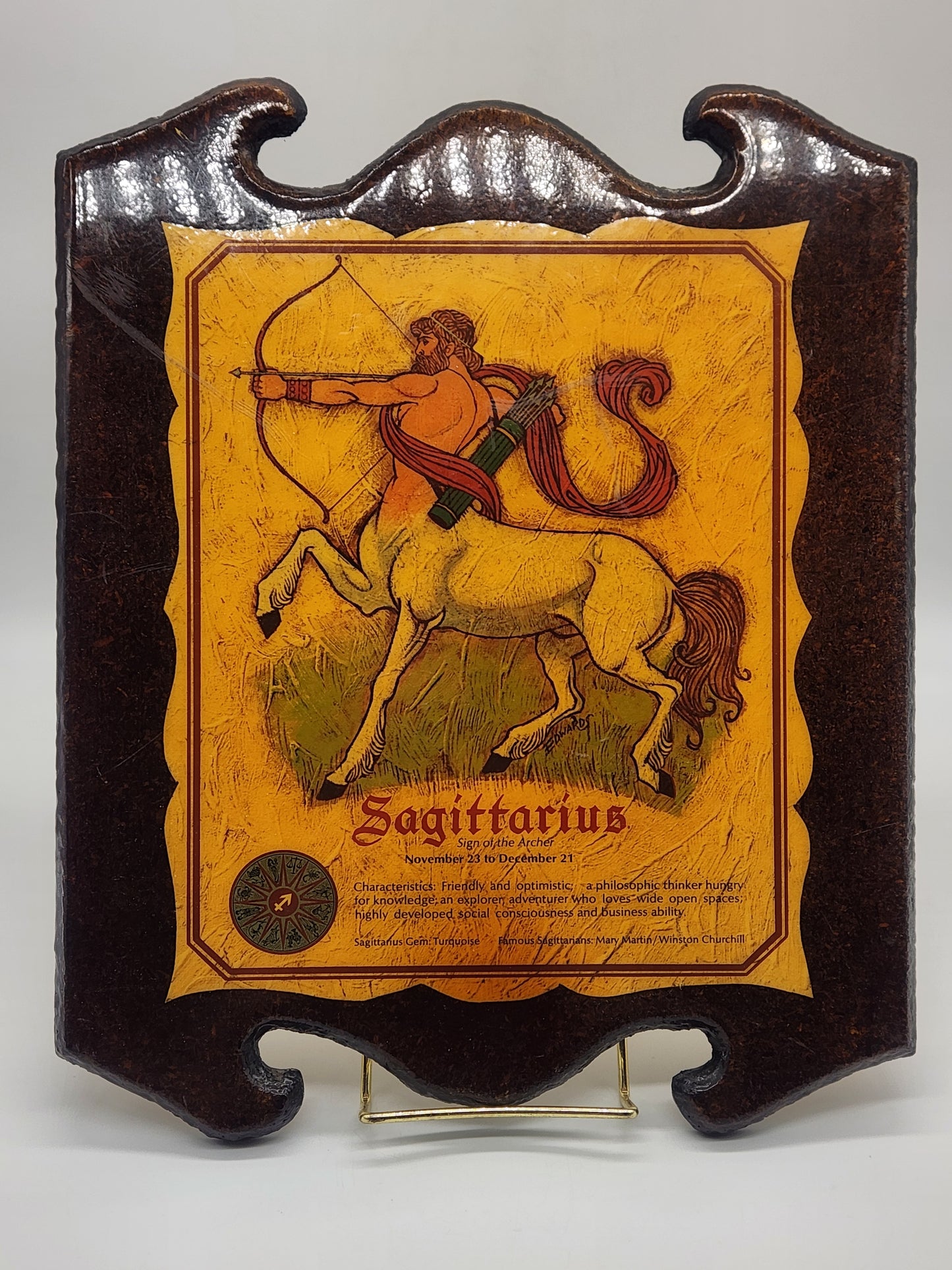 Vintage Sagittarius zodiac wall art 13.5" x 11"