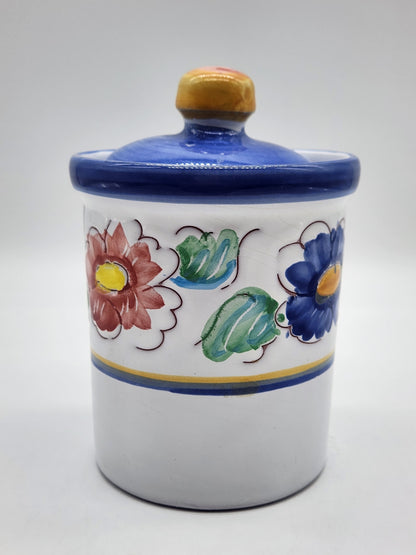 Portugal Canister Jar with Lid Hand Painted 4”T