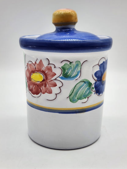 Portugal Canister Jar with Lid Hand Painted 4”T