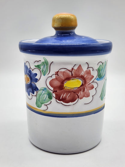 Portugal Canister Jar with Lid Hand Painted 4”T