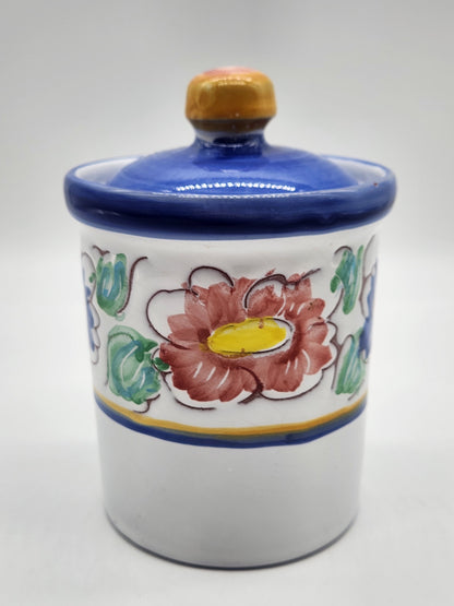 Portugal Canister Jar with Lid Hand Painted 4”T