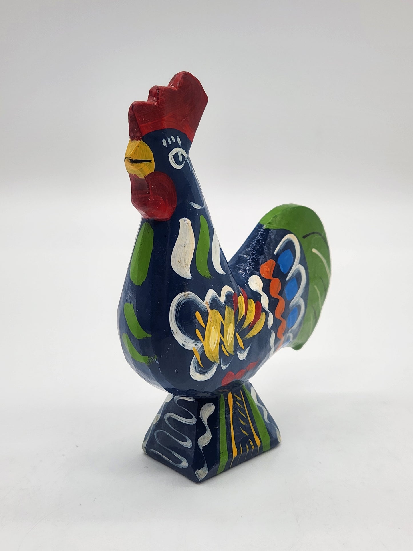 Vintage Akta Dalahemslojd Rooster Hand Carved Wood Hand Painted Swedish Folk Art