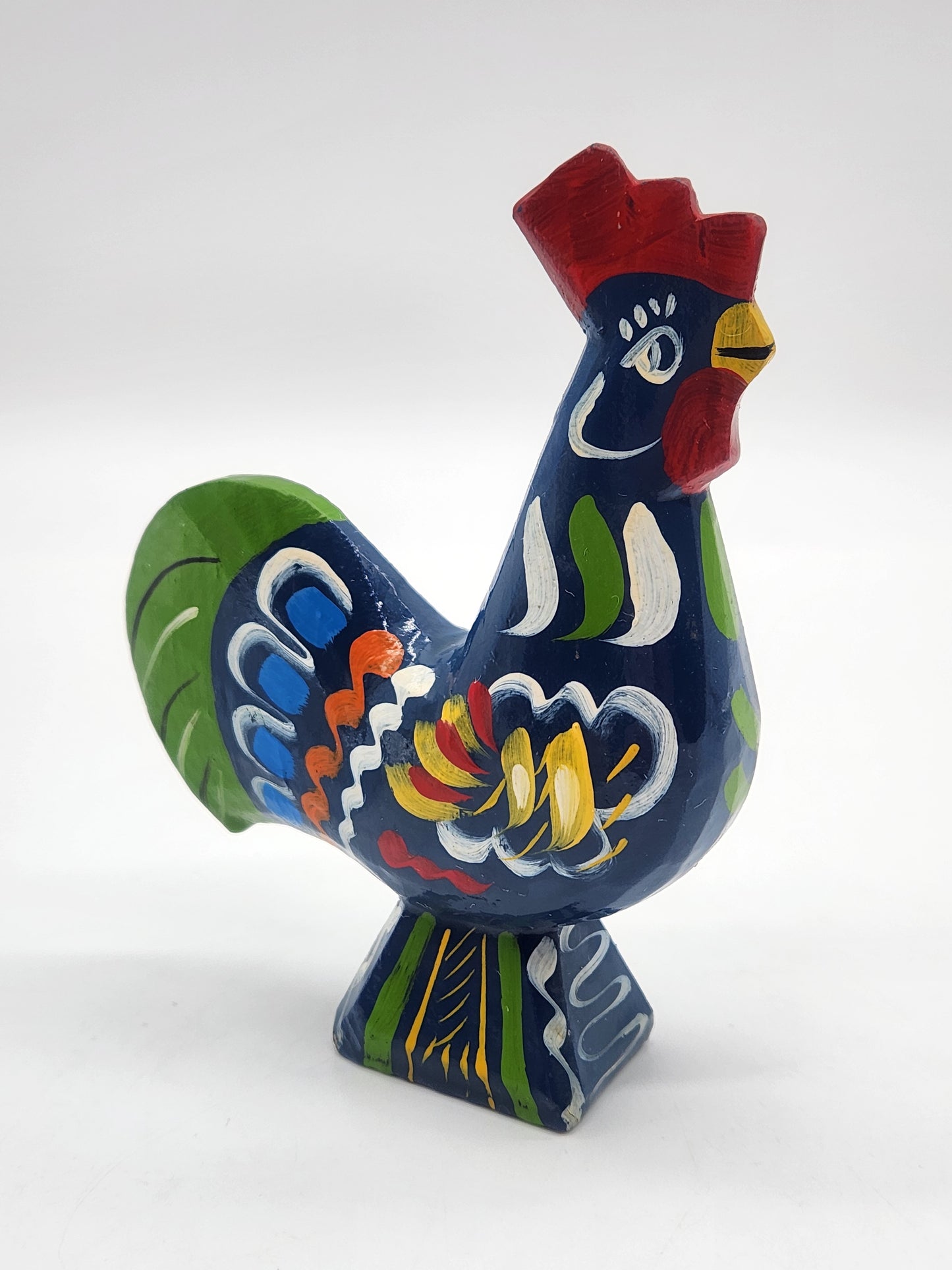 Vintage Akta Dalahemslojd Rooster Hand Carved Wood Hand Painted Swedish Folk Art