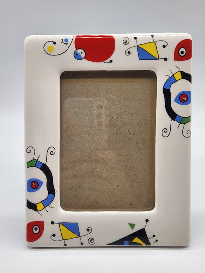 Ceramic Picture Frame 5"x7" Abstract Modern Art "Miro" Inspired Handcrafted