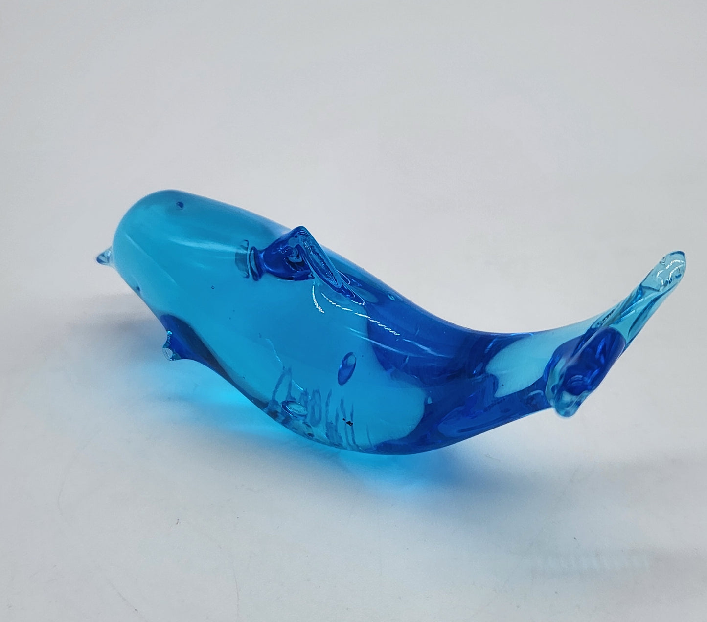 Vintage Signed W. Ward 1994 Blue Art Glass Dolphin Fish Figurine 4.5" Titan