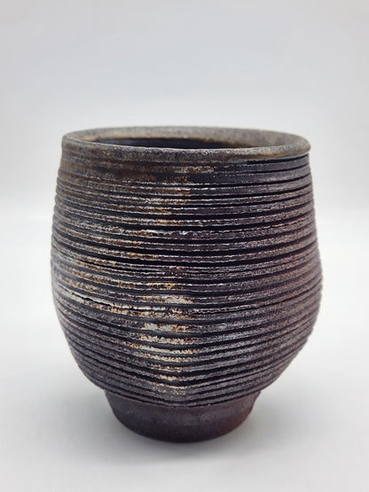 Handcrafted Pottery Planter/Cup Brown Glaze with Texture 4.25"