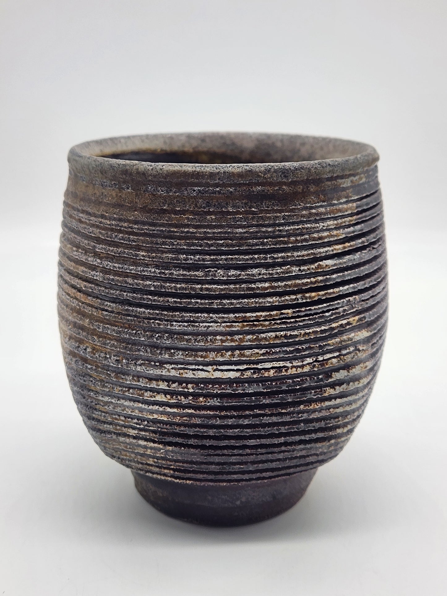 Handcrafted Pottery Planter/Cup Brown Glaze with Texture 4.25"