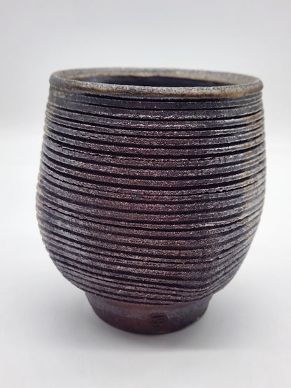 Handcrafted Pottery Planter/Cup Brown Glaze with Texture 4.25"