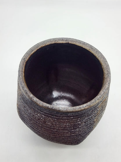 Handcrafted Pottery Planter/Cup Brown Glaze with Texture 4.25"