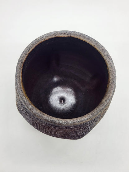 Handcrafted Pottery Planter/Cup Brown Glaze with Texture 4.25"