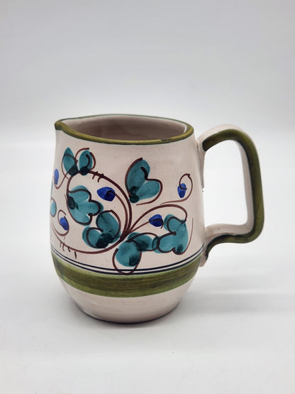 VINTAGE Italian Ceramic Creamer Hand Painted Flowers Made in Italy