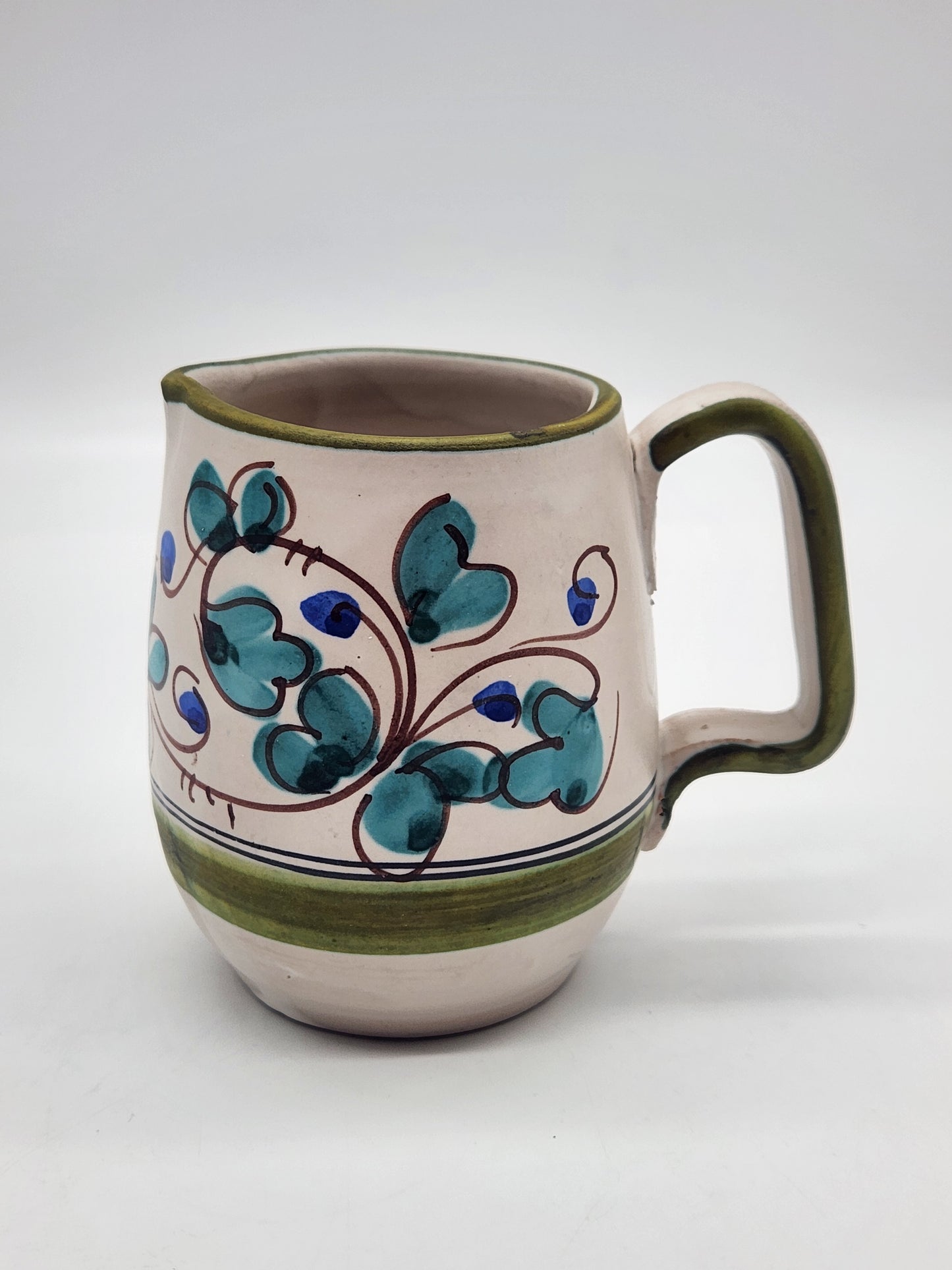 VINTAGE Italian Ceramic Creamer Hand Painted Flowers Made in Italy