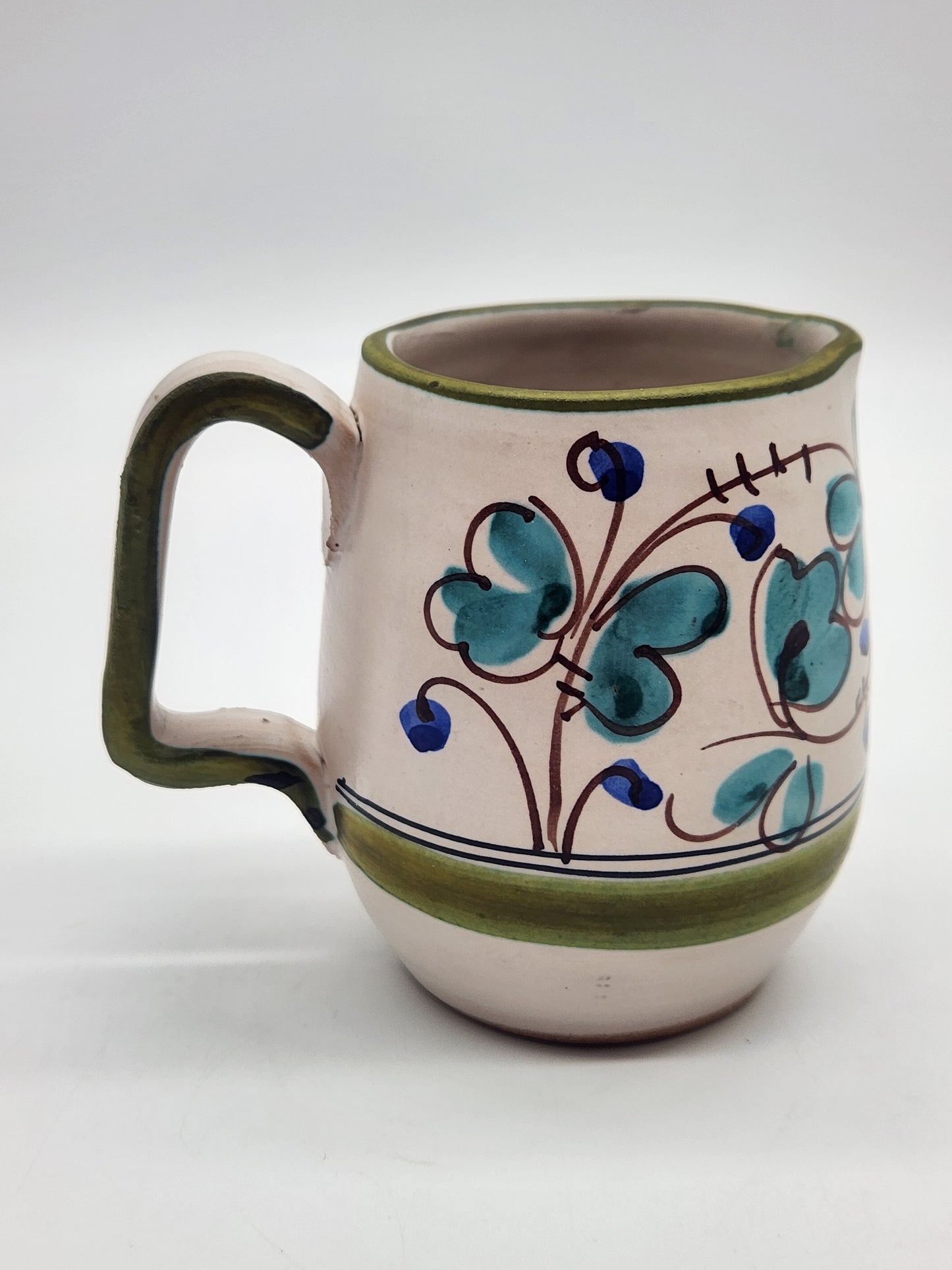 VINTAGE Italian Ceramic Creamer Hand Painted Flowers Made in Italy