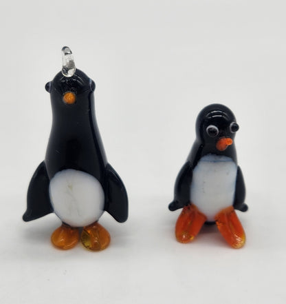 Miniature Tiny Lampwork Flame Hand Blown Glass Penguin Bird Figurine