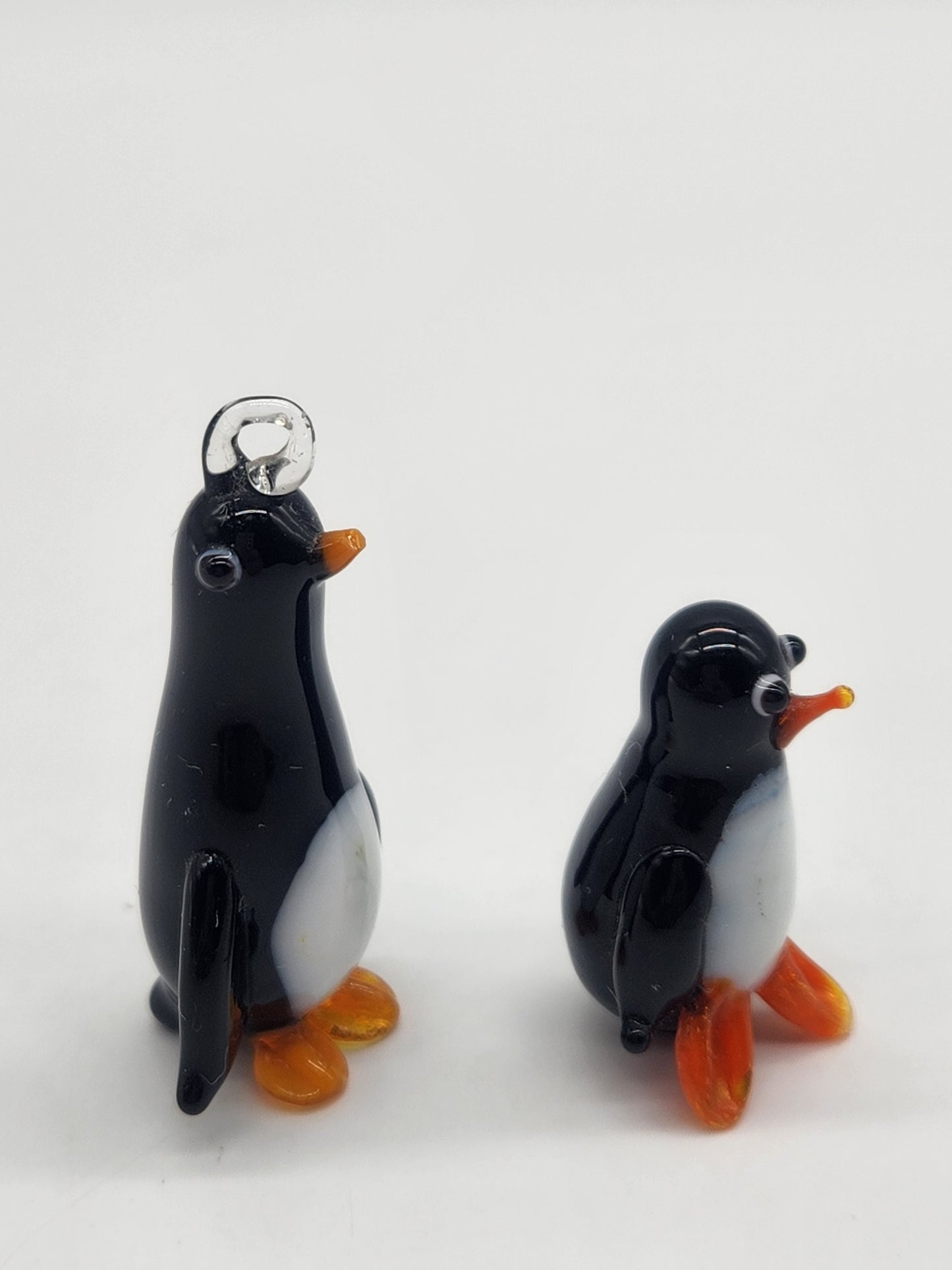 Miniature Tiny Lampwork Flame Hand Blown Glass Penguin Bird Figurine