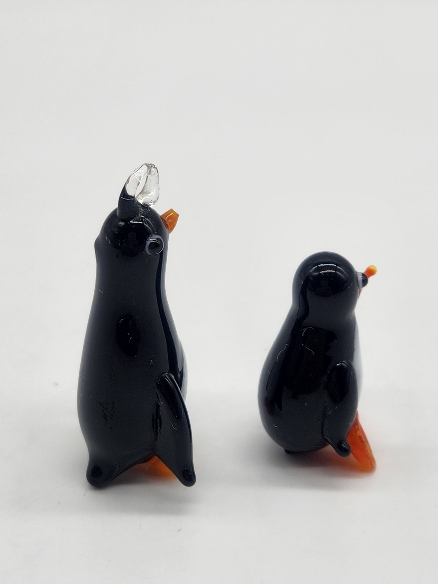 Miniature Tiny Lampwork Flame Hand Blown Glass Penguin Bird Figurine