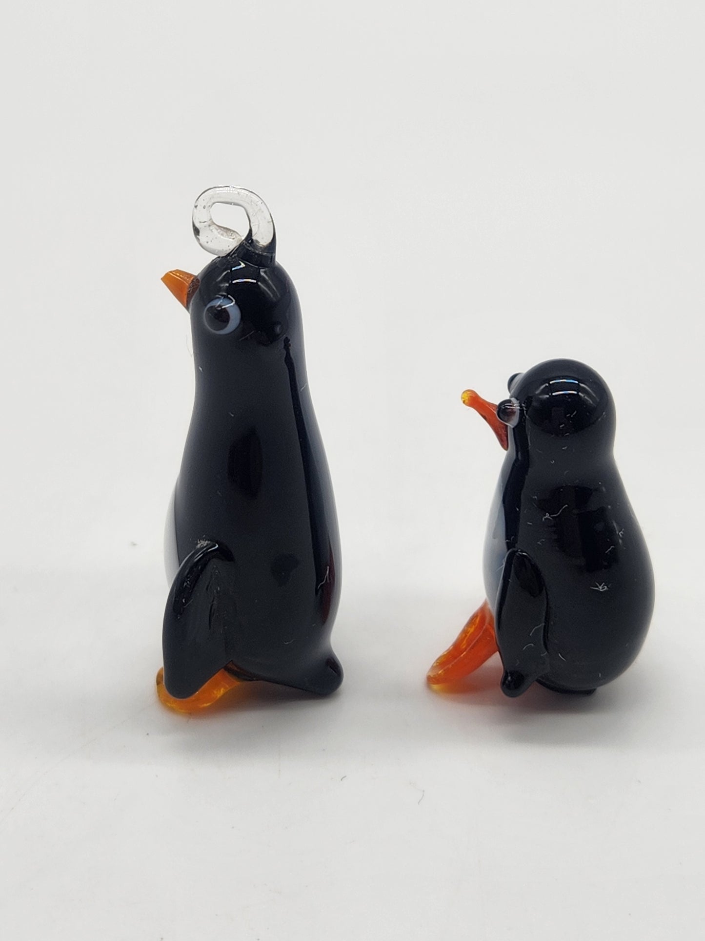 Miniature Tiny Lampwork Flame Hand Blown Glass Penguin Bird Figurine