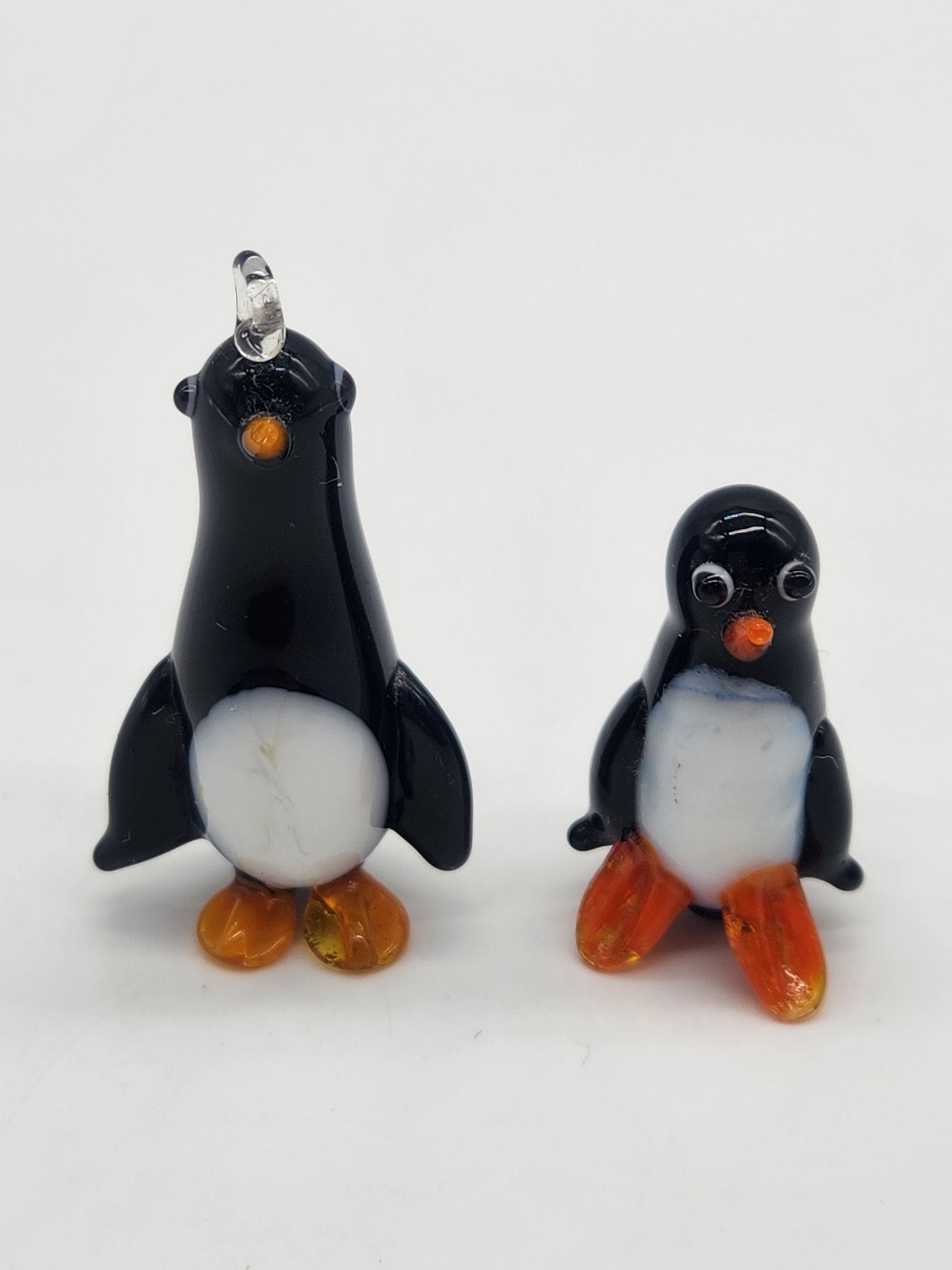 Miniature Tiny Lampwork Flame Hand Blown Glass Penguin Bird Figurine