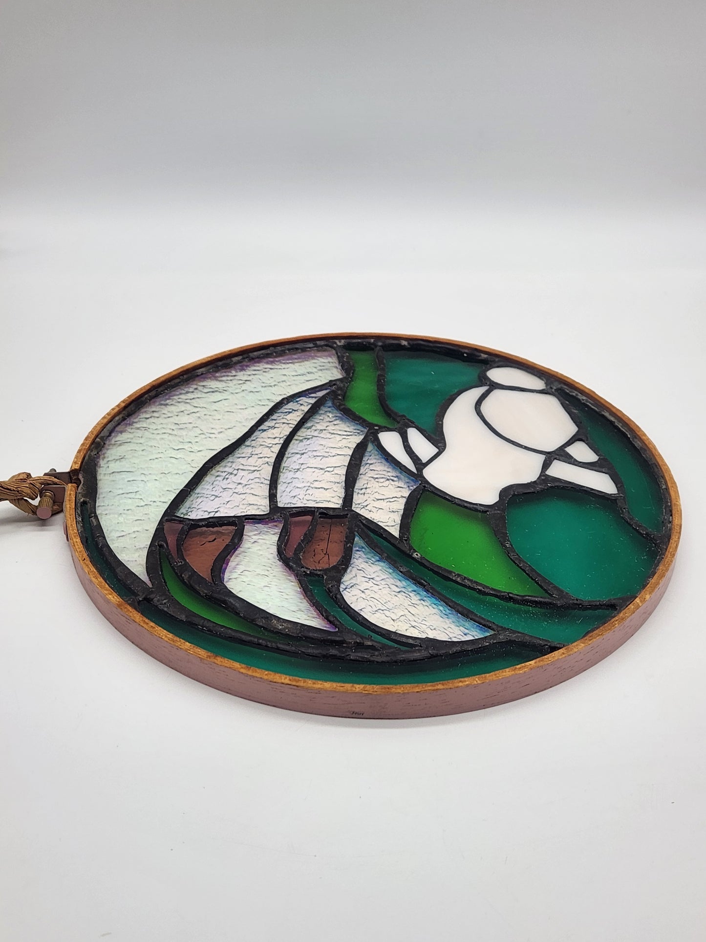 Artisan Made 9.5” Stained Glass Beautiful Bunny Garden Sun catcher