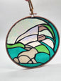 Artisan Made 9.5” Stained Glass Beautiful Bunny Garden Sun catcher