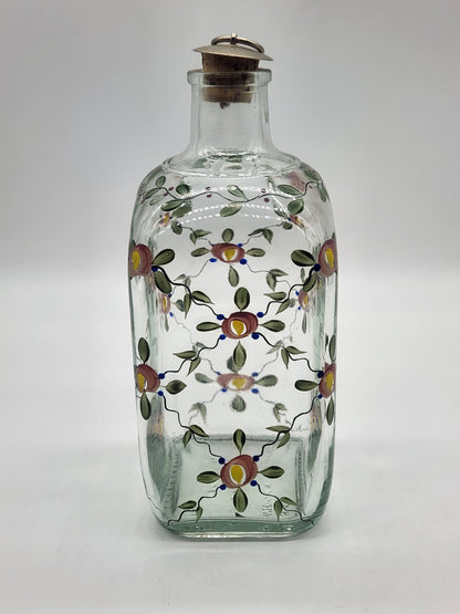 VINTAGE PORTUGAL DECANTER BOTTLE HAND PAINTED WHISKEY ENGARRAFADO FLORAL TOPPER