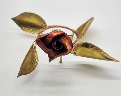 Copper Roses, and Brass Leaves MCM Votive Holder