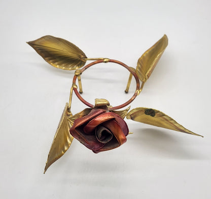 Copper Roses, and Brass Leaves MCM Votive Holder