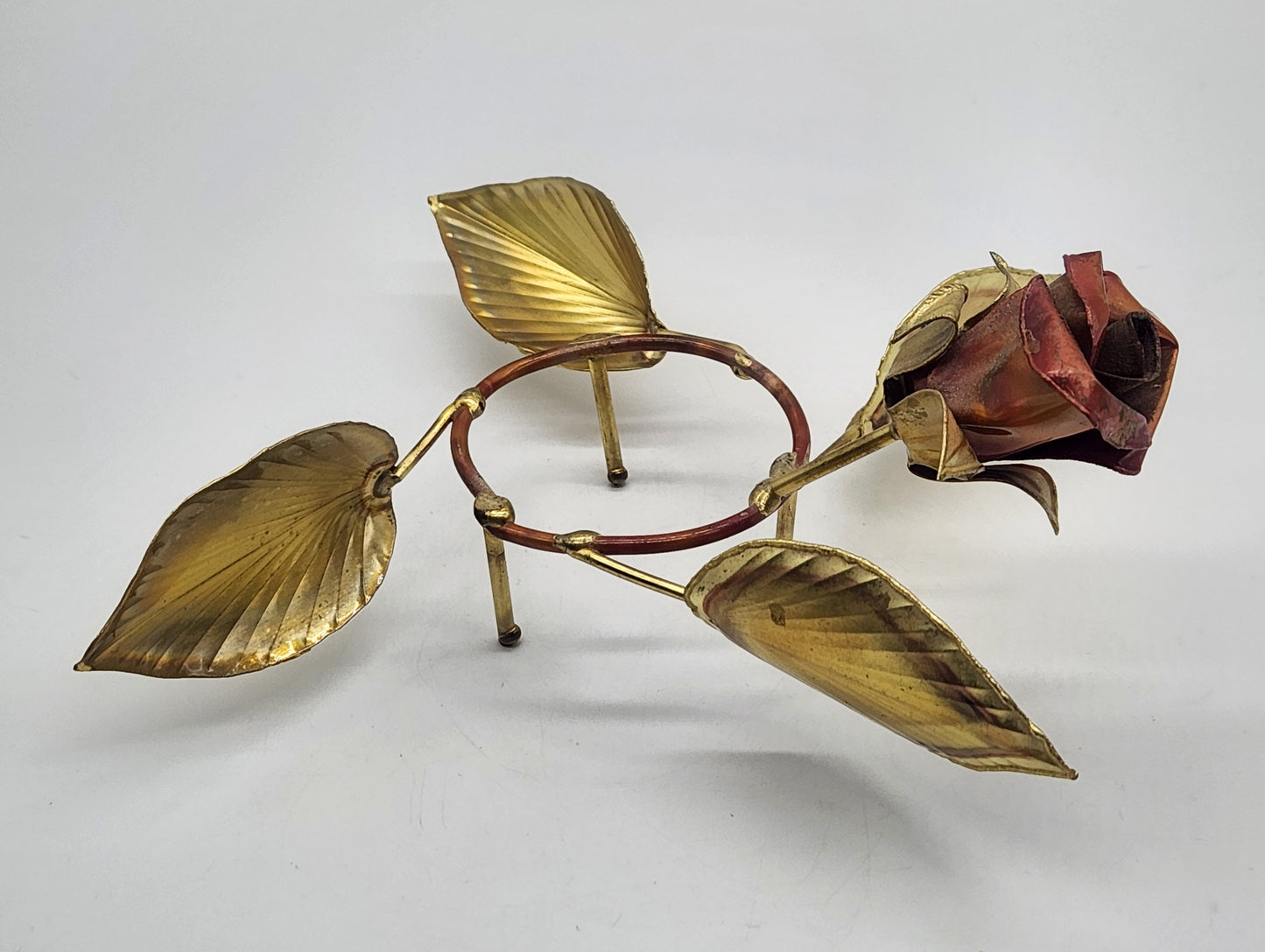 Copper Roses, and Brass Leaves MCM Votive Holder