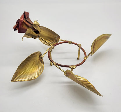 Copper Roses, and Brass Leaves MCM Votive Holder