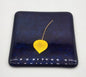 David Cuin Glass Coasters Cobalt Blue Leaf Iridescent Fused Slumped Signed 4.5"