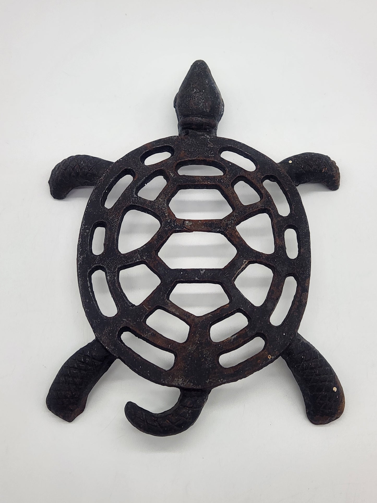 V.G. Inc Taiwan Black metal Trivet TURTLE 7" x 6"