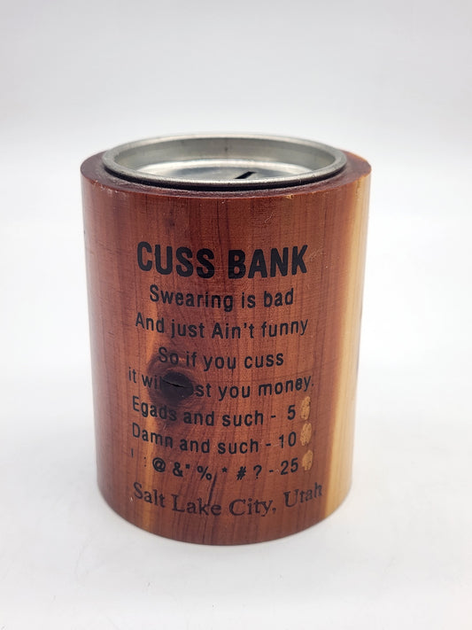 vintage Salt Lake City Utah souvenir wood coin Cuss Bank retro travel decor 3"